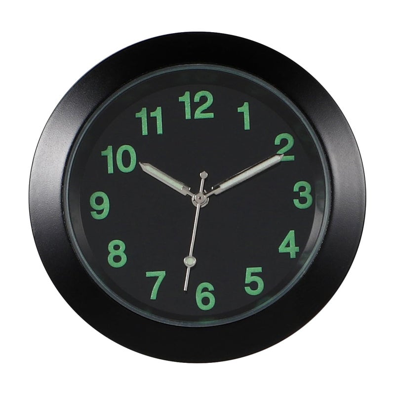 UKCOCO Small Dash Clock - Luminous Stick on Clock for Car Dashboard, Universal Automobile QuartzClock for Auto Interior Decoration (Black) - Image 1